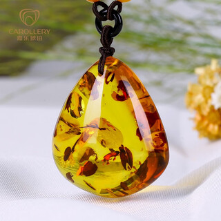 Carol amber beeswax pendant baltic red leaf amber flower amber drop pendant necklace sweater chain one item one certificate a type / including chain about 16.67 grams / a1