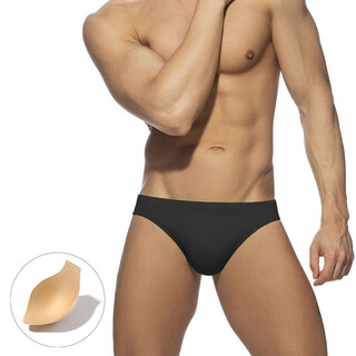 Uxh boys' triangle swimsuit, versatile color, solid color swimming trunks, high quality model competition pants, low waist, black + sponge pad, art candidates should buy one size larger according to their weight, xl