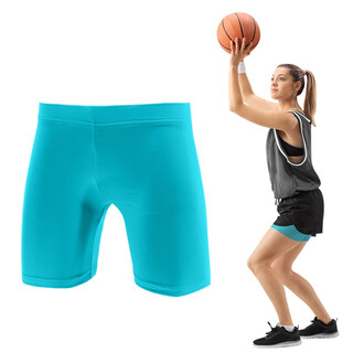 Women's solid color quick-drying bottoming thin sports fitness stretch yoga tight protective tackle three-point shorts multi-color light blue women's m suitable for 160-170cm50-60kg