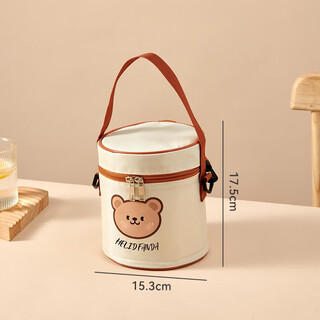 Mondavia lunch box bag insulated and cold portable lunch bag dinner plate bag picnic camping takeaway portable office worker lunch bag round insulated bag short style