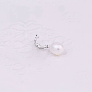 An feng silver single freshwater pearl pendant live buckle necklace for women classic simple fashion exquisite korean style clavicle necklace 9m 9mm white water drop beads white live buckle (chain not included)