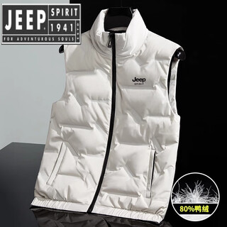 Jeep spirit jeep spirit thin down vest men's and women's 2025 autumn and winter thickened warm vest jacket off-white 80 duck down 3xl