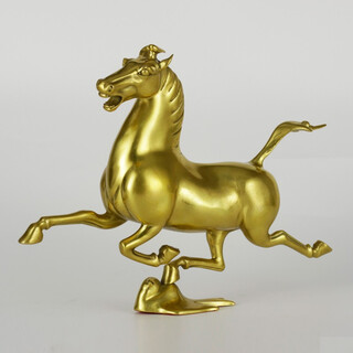 古叶家居纯黄铜马踏飞燕工艺品摆件家居饰品铜马摆件铜马礼品办公室饰品马 黄铜色 长21*宽5*高17CM/无礼盒/可定制