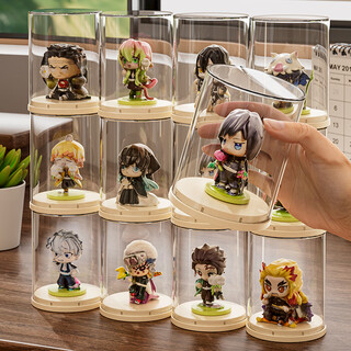 Kaman single blind box storage display stand transparent dust-proof figure display cabinet desktop mini bubble mart display box basic model comes with 1 fixing glue