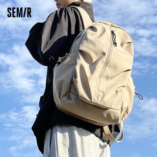 Semir backpack original pleated design backpack school bag for new semester khaki 105223153215