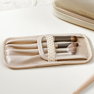 Eachy cosmetic bag makeup brush bag storage bag ins high-end internet celebrity portable waterproof multi-functional toiletry bag brush bag brush board - milk apricot white