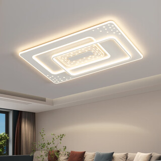 Fanji living room lamp modern simple and atmospheric led ceiling lamp bedroom restaurant main lamp zhongshan lamp whole house package combination living room large size 90*60cm three-color stepless dimming supports remote control + wall switch control