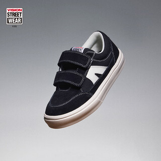 Vision street wear kids stick light multi-color lightweight velcro low-top skateboard shoes for boys and girls black 34