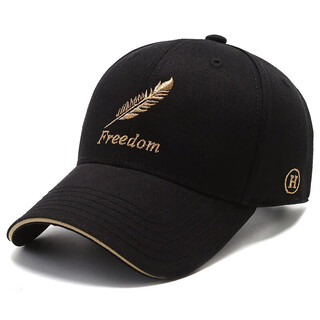 Kaooseen hats for men and women, new peaked caps for all seasons, korean version, trendy outdoor casual fashion, feather embroidery, versatile baseball cap, feather style black