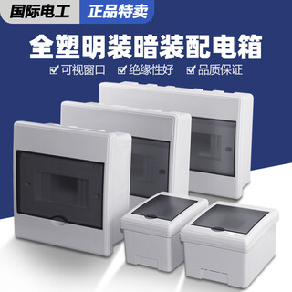 国际电工明装回路配电箱家用防水强电箱塑料暗装电箱盒空气开关盒子电控箱 2-3回路强电箱