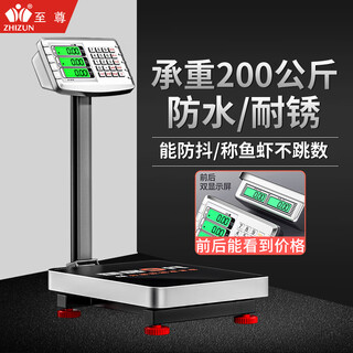 Zhizun (zhizun) floor-standing weighing electronic scale, platform scale, commercial scale, stall scale, floor scale, 300kg kitchen electronic scale, aquatic seafood pricing scale, fruit express scale, dual display model, 200kg, waterproof and rust-resistant model, 32*42cm