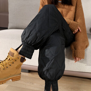 Mad cortes high-end winter outerwear down pants for women, thickened elastic high-waisted slim casual plush pants, thickened pants, trendy black l (106-115jin jin equals 0.5kg)