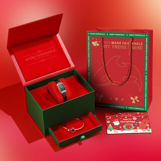 Mark fairwhale watch women's small green watch fashionable square disc quartz women's watch waterproof watch birthday and valentine's day gift for girlfriend small green watch belt store manager highly recommended