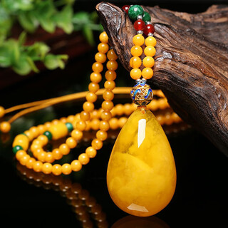 Beeswax water drop pendant baltic gold honey optimized pendant women's all-match sweater chain artificial amber necklace picture color beeswax pendant set