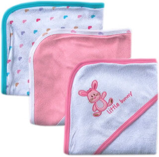 Luvable friends3 pack hooded towels pink