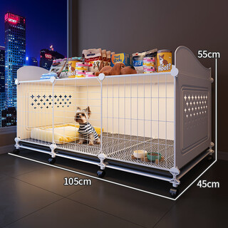 Hkml dog cage for small dogs with separate toilet and separate dog villa indoor dog kennel with one bedroom, one living room and one bathroom bichon frize puppy cage 105*45*55 upgraded with universal wheels and top storage