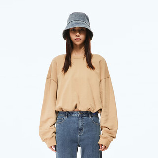 Fun trendy brand pullover sweatshirt for women autumn and winter new style garfield co-branded american street fashion ins casual jacket wood color l