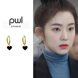 Pwl black love earrings 2025 new trendy niche design advanced earrings simple earrings earrings for women autumn and winter love earrings