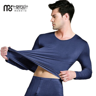 Modal heating heating men's underwear autumn clothes autumn pants set youth ultra-thin thermal underwear men's basement shirt anti-static blue gray thin suit xl /175 (recommended 115-145 jin jin equals 0.5 kg)
