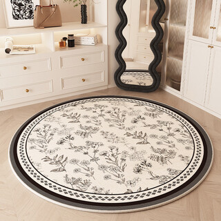 Yinshang wabi-sabi style round carpet, cloakroom, cream style floor mat, bedroom dressing table, stool foot pad, light luxury retro mat, qiyan zhihua belgian velvet floor mat - round, diameter 140cm