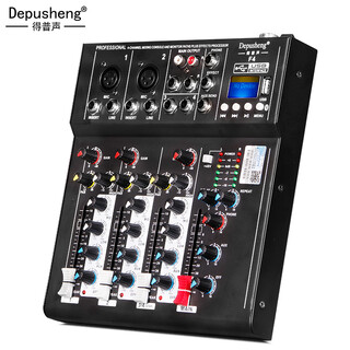 Depusheng depusheng f4 professional 4-way mixer bluetooth with effects table small home portable computer tuner mp3 recording shouting mai dj live performance