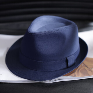 Tochino autumn and winter fashion new navy blue men's hat large head circumference size casual jazz hat british high-end top hat women's trend navy blue regular m size (54-57.5cm)