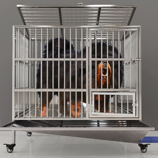 Hkml stainless steel dog cage, large dog cage, medium dog cage with separate toilet flushing funnel tray, small dog kennel, enclosure type - length 150*width 100*height 135cm stainless steel 202 hollow round tube cage + skylight + funnel tray - dog bowl included