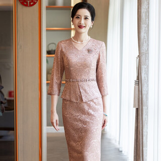 Su lai national day celebration mother-in-law petite dress high-end atmospheric wedding mother's wear high-end dress loose wedding banquet skirt l recommended 105-115 jin jin equals 0.5 kg, left and right wear