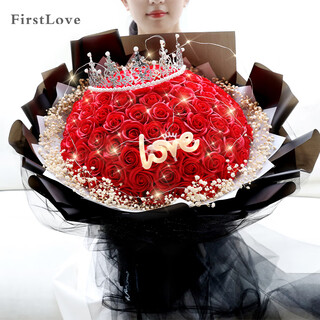 Firstlove 99 roses eternal soap flower delivery in the same city for new year, valentine's day, birthday gift for girlfriend, non-flowers
