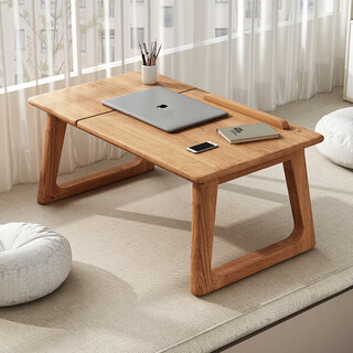 Aoki yipin bay window table foldable solid wood small table coffee table computer table japanese balcony desk household small tea table practical full rubber wood-desktop adjustable cherry wood color 60.5*35*31.5