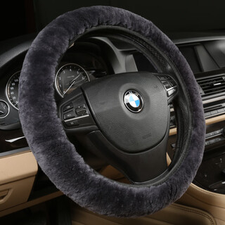 Digalen wool steering wheel cover, fur integrated winter car interior supplies handle cover for bmw, audi, mercedes-benz, porsche land rover, volkswagen, toyota, honda, ford, peugeot, charcoal gray