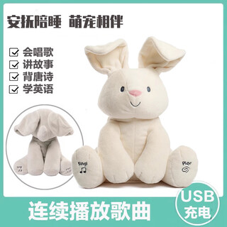 Hide and seek elephant rabbit phoebe baby elephant meeting gift box male and female baby one-month-old infant and toddler birthday gift second generation rabbit cannot learn to speak and adjust volume gift one size 30 ghostwritten greeting cards/handbag for collection
