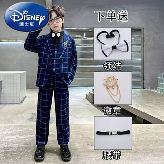 迪士尼（Disney）1-14岁小朋友穿的儿童西装套装英伦帅气夏季男童小主持人礼服中大 四件套 100 建议身高95-100
