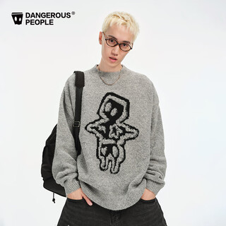 Dangerous people joker xue dsp loose and fun jacquard autumn and winter fashion versatile trendy pullover sweater for men dark gray l