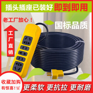 Wire household engineering 2-core 1.5 2.5 4 square meters 5-100 meters electric vehicle charging high-power extension cord national standard 2-core 1 square 20 meters plug socket