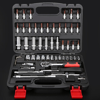 Lianeng customized 53-piece barrel combination set, ratchet wrench set, hexagonal plum blossom screwdriver, auto maintenance and repair tool box, 53-piece set, 24-tooth straight handle socket set