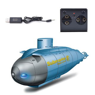 Mini remote control submarine model children's 2.4g electric six-channel remote control boat for boys playing in the water nuclear submarine toy boat (blue) wireless 6-channel remote control submarine