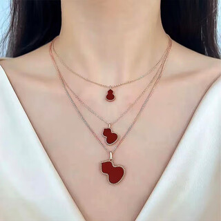 18k gold gourd pendant au750k gold color gold rose gold red agate pendant clavicle necklace birthday gift 18k gold rose gold (single pendant) medium gourd (red agate)