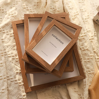 Impression space simple solid wood photo frame setup with flush printing photo frame photo frame three-dimensional hollow customized picture frame retro wood grain 6 inch hanging and pendulum used inner diameter 10.2*15.2
