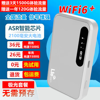 互电农村山区野林商用家用工业免插卡4G无线路由器随身WiFi6移动上网神器无线上网宝便携式充电款 【极光套餐】WiFi6增强版*2100电池