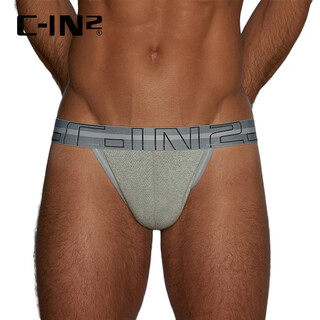 C-in2 new thong men's sports breathable and light u convex bag sexy low-waisted single thong 3202fa light gray 037- 1 pair s suitable for 2 feet 1-2 feet 3 waist (28-30 size)