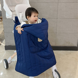 Bala pig children's cloak autumn and winter windproof blanket stroller cover blanket baby carrier waist stool windproof baby cloak warm thickened cover dark blue bear stroller cover blanket/cloak