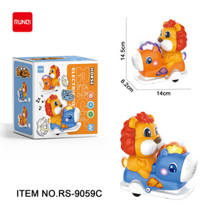悟道猴儿童电动万向摇摆木马卡通小萌鸭音乐灯光河马小狮子动物玩具 木马小萌狮