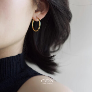 Dl 199818k gold earrings platinum plain hoops female style french k gold small circles silver earrings large hoops small size 2.5cm-18k gold