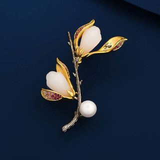 Marco bizzarri birthday gift jade flower brooch high-end women exquisite luxury corsage brooch elegant ladies corsage suit accessories
