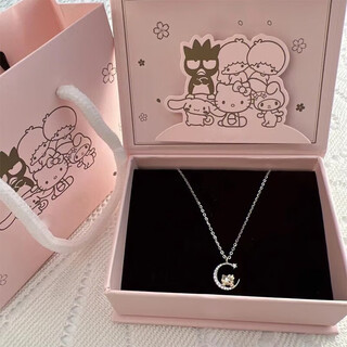 Mansheng kitty cat necklace female student hello kitty clavicle chain best friend pendant valentine's day birthday gift for girlfriend necklace bow gift box