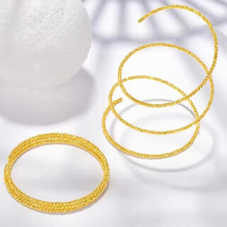 Qianjun lao phoenix gold store gold 999 bungee bracelet flashing three circles bounce beads memory elastic broken gold plated 5 1.35g