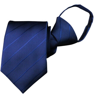 Glo-story tie zipper men's formal business 8cm free zipper lazy suit tie gift box blue dark stripes