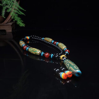Chi xing jewelry selection daily leak selected natural tibetan old dzi beads agate raw stone necklace three eyes nine eyes pendant