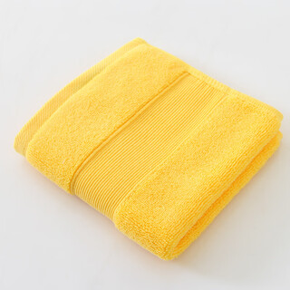 Full strength wide satin thickened imported and exported pure cotton towels custom logo solid color absorbent towels face towels high-end hotel towels can be customized yellow towels 160g (75*35)